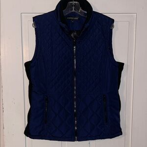 Andrew Marc Women's Navy Blue Quilted Vest XL Cabin Hiking Outdoor Fall